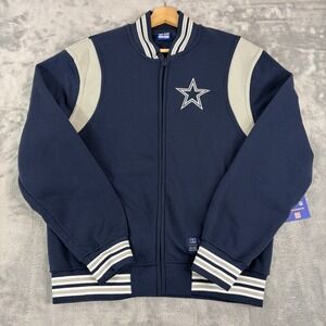 Dallas Cowboys Ultra Game Mens Small Navy Full Zip Sideline Bomber Jacket NWT
